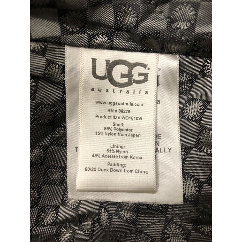 UGG Lambskin 80/20 Duck Down Belted Hooded Mid Length Puffer Coat Woman Size M - Picture 11 of 16